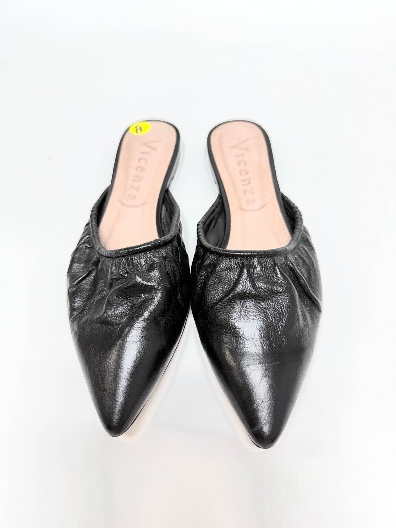 Vicenza Black Leather Mules Size 8