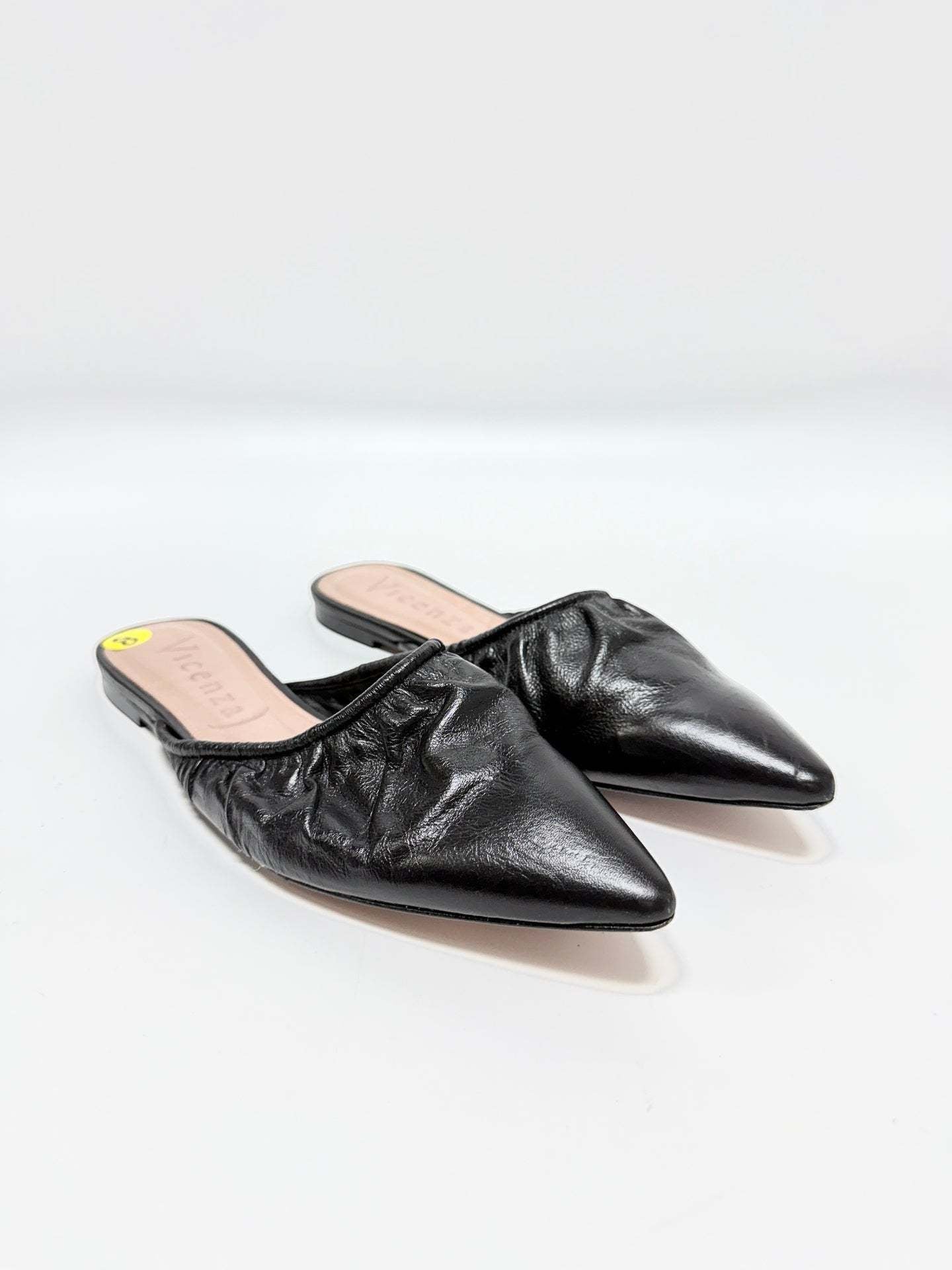 Vicenza Black Leather Mules Size 8