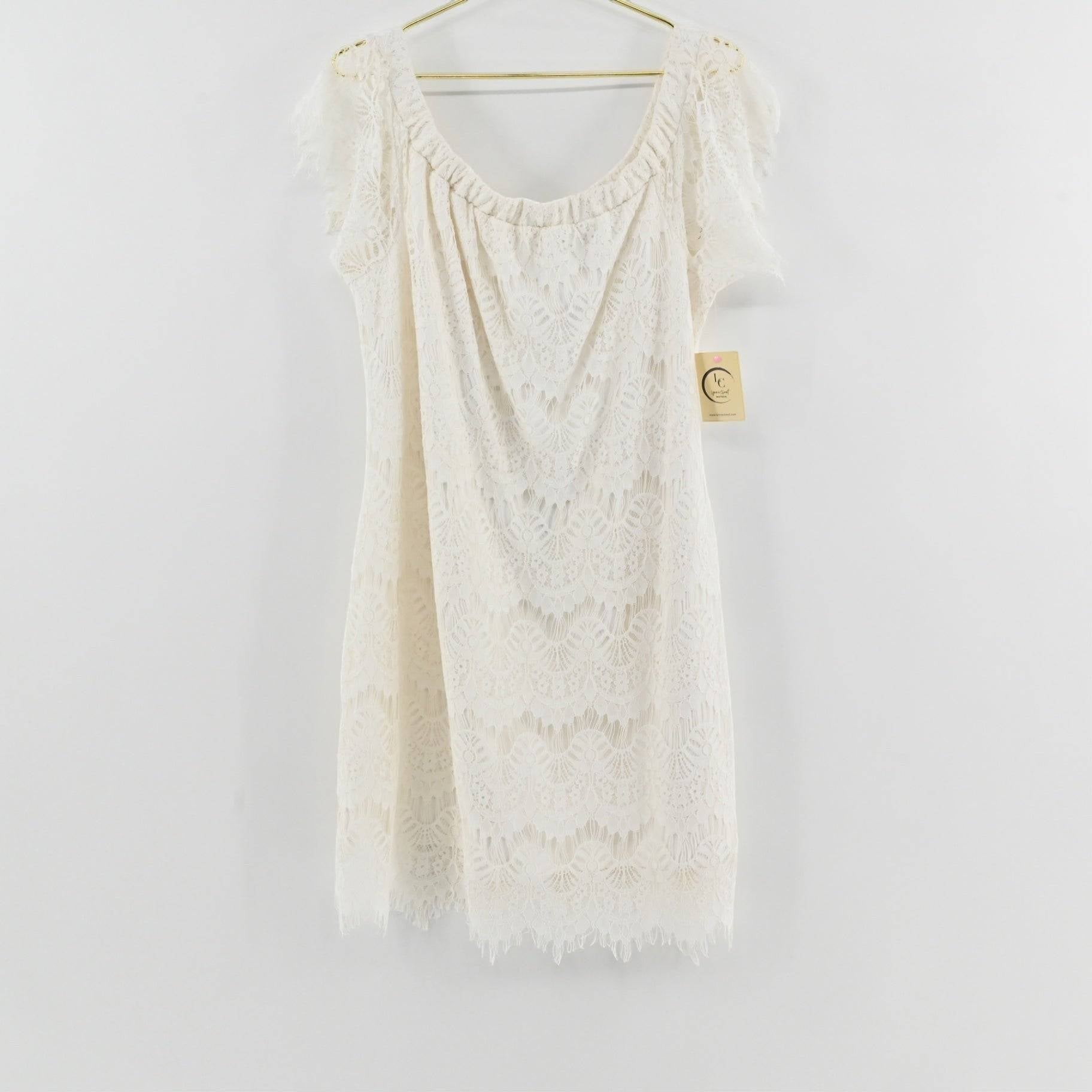 City Chic White Lace Dress Size 16