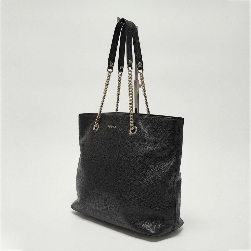Furla Chain Tote Bag Black