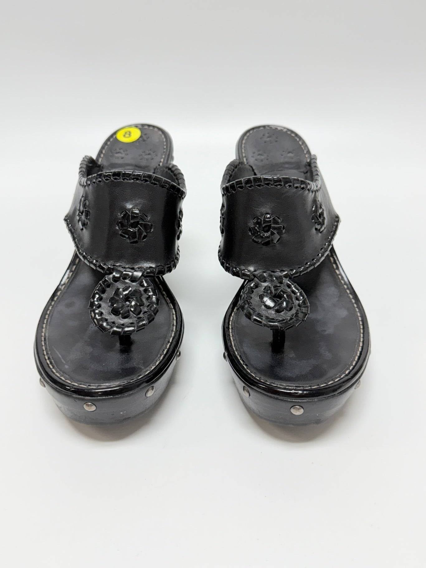 Jack Rogers Black Wedge Sandals Size 8