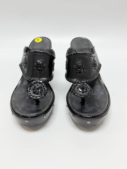 Jack Rogers Black Wedge Sandals Size 8