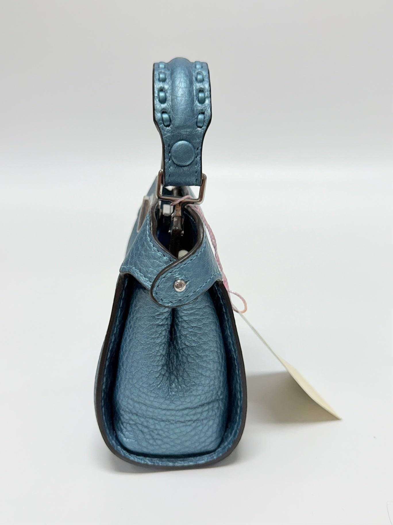 Fendi Nano/Micro Peekaboo Selleria Metallic Lagoon Blue Bag