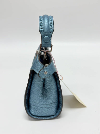 Fendi Nano/Micro Peekaboo Selleria Metallic Lagoon Blue Bag