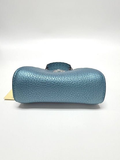 Fendi Nano/Micro Peekaboo Selleria Metallic Lagoon Blue Bag