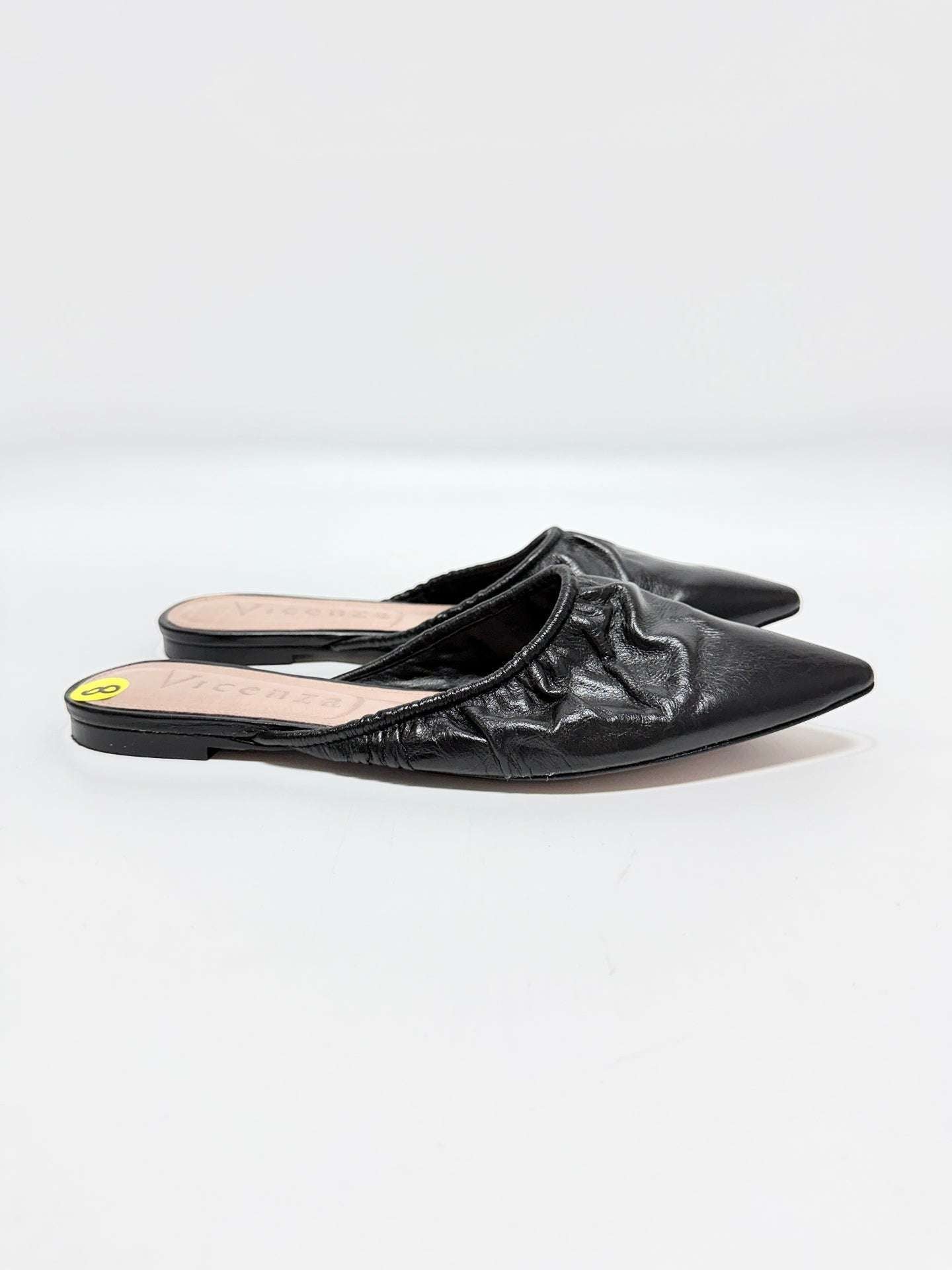 Vicenza Black Leather Mules Size 8
