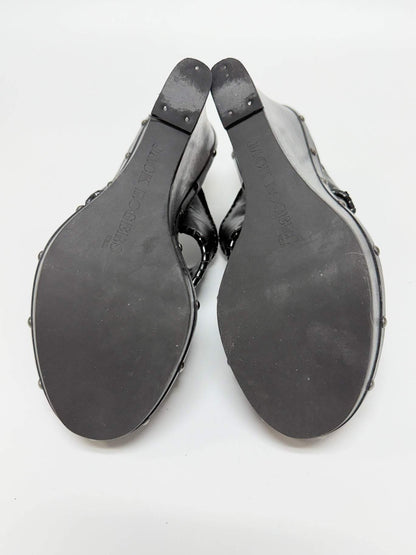 Jack Rogers Black Wedge Sandals Size 8