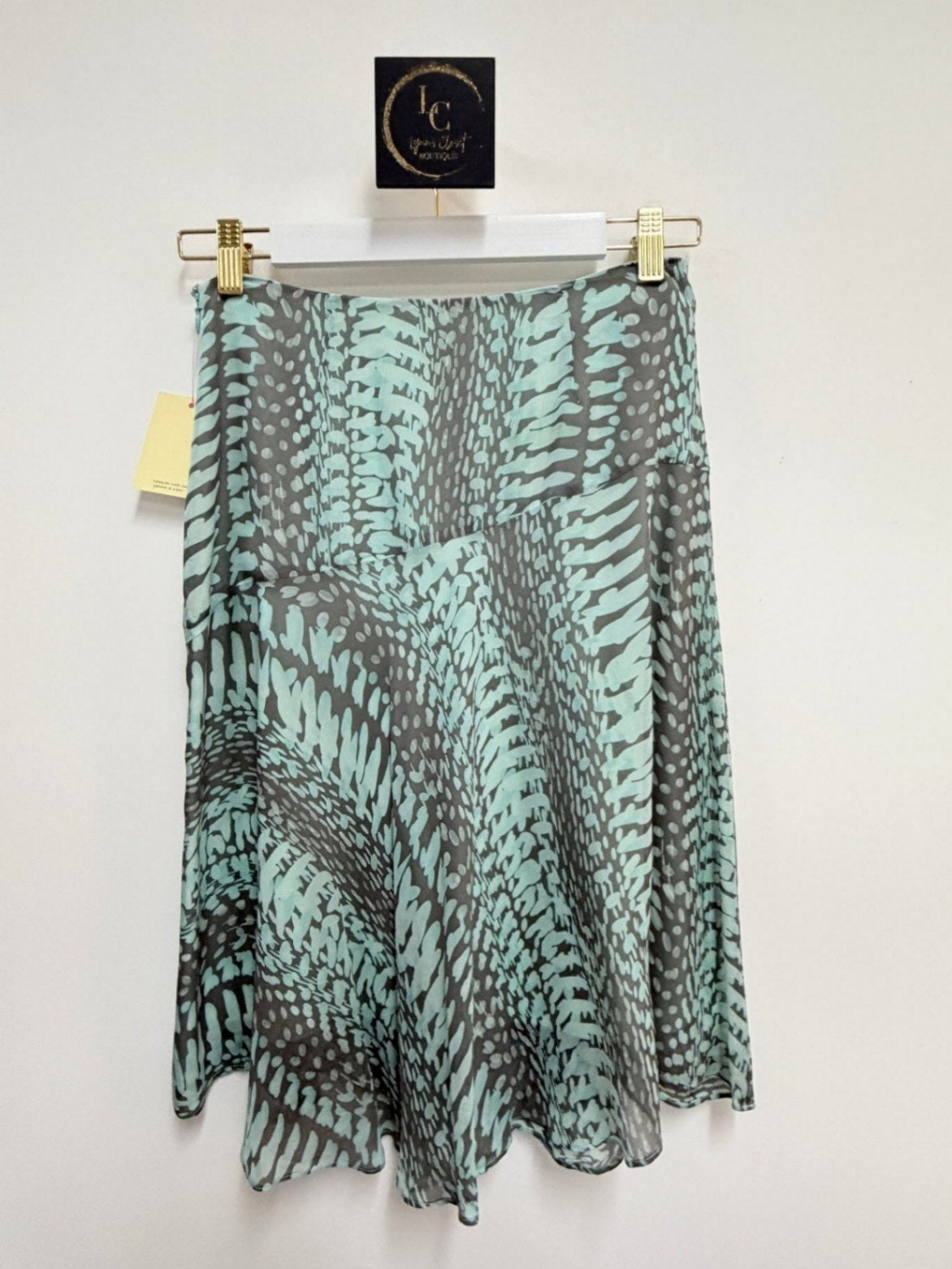 Liliu Mint/Gray Abstract Skirt Size M