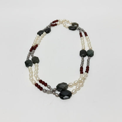 Agate/Carnelian/Pearl Necklace