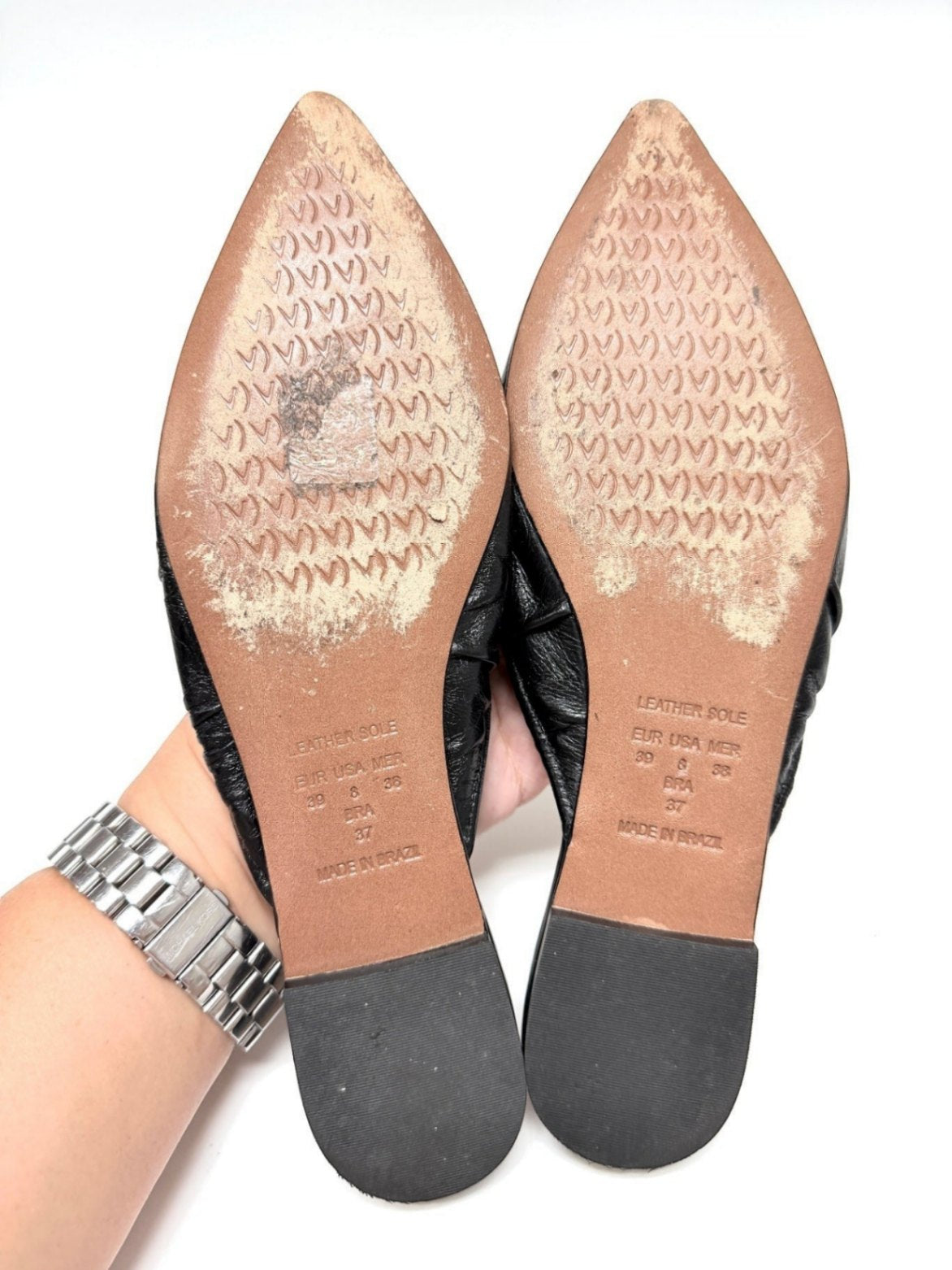 Vicenza Black Leather Mules Size 8