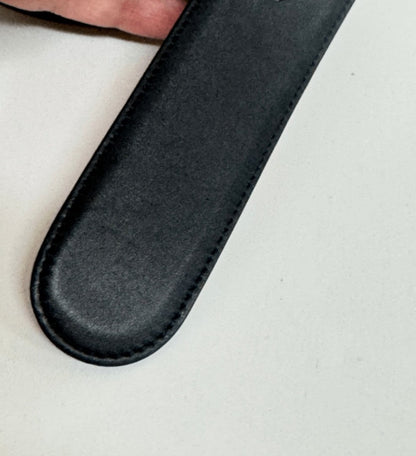 Gucci Black Calfskin Leather Gold Interlocking G Buckle Belt 85/34