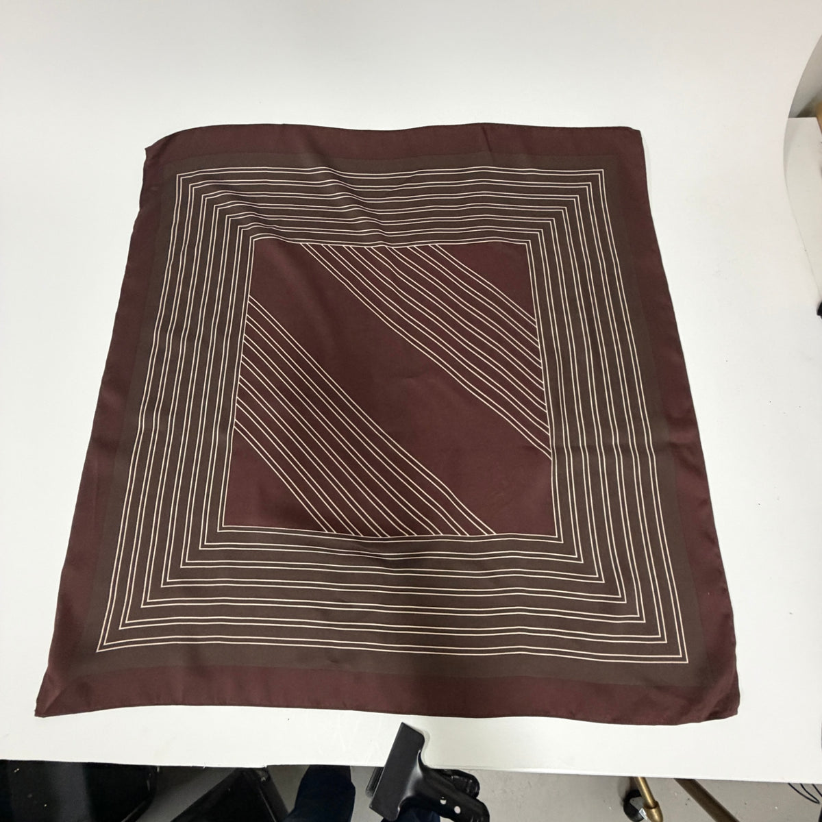 Brown Geometric Striped Square Scarf Size OS