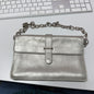 Furla Silver Metallic Leather Chain Shoulder Bag
