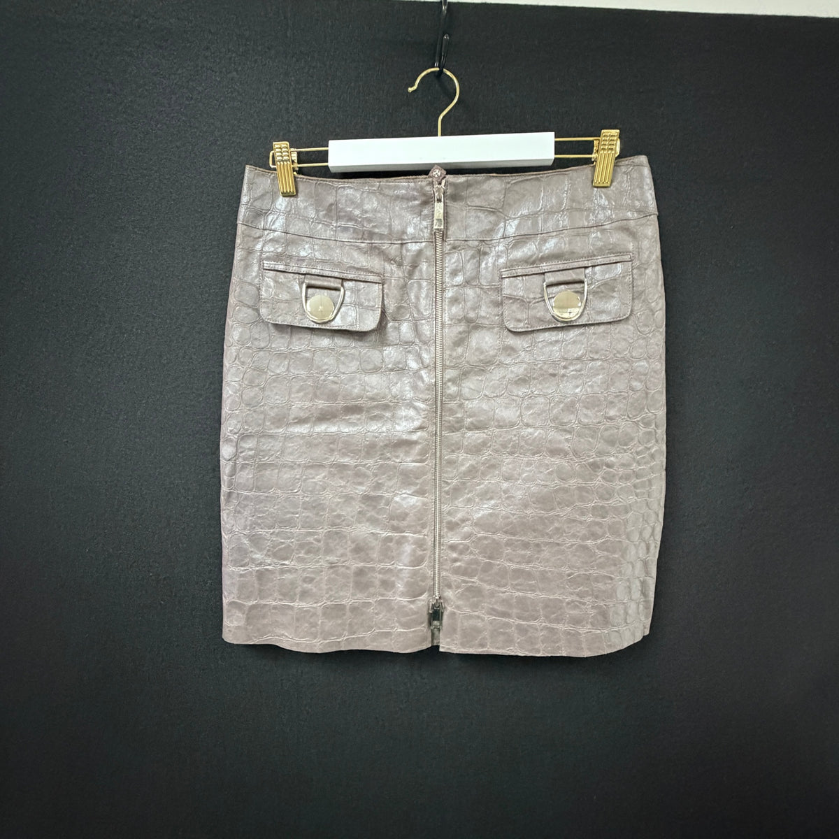 Etcetera Mauve Croc Embossed Leather Skirt Size 10