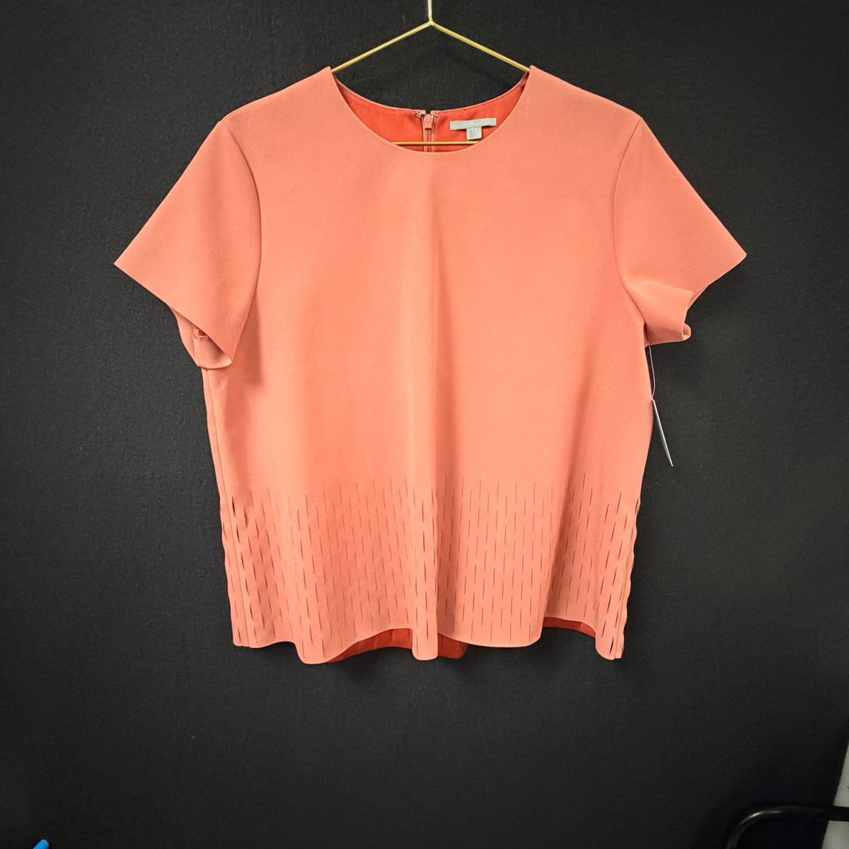 COS Coral Slashed Hem Short Sleeve Top Size 12