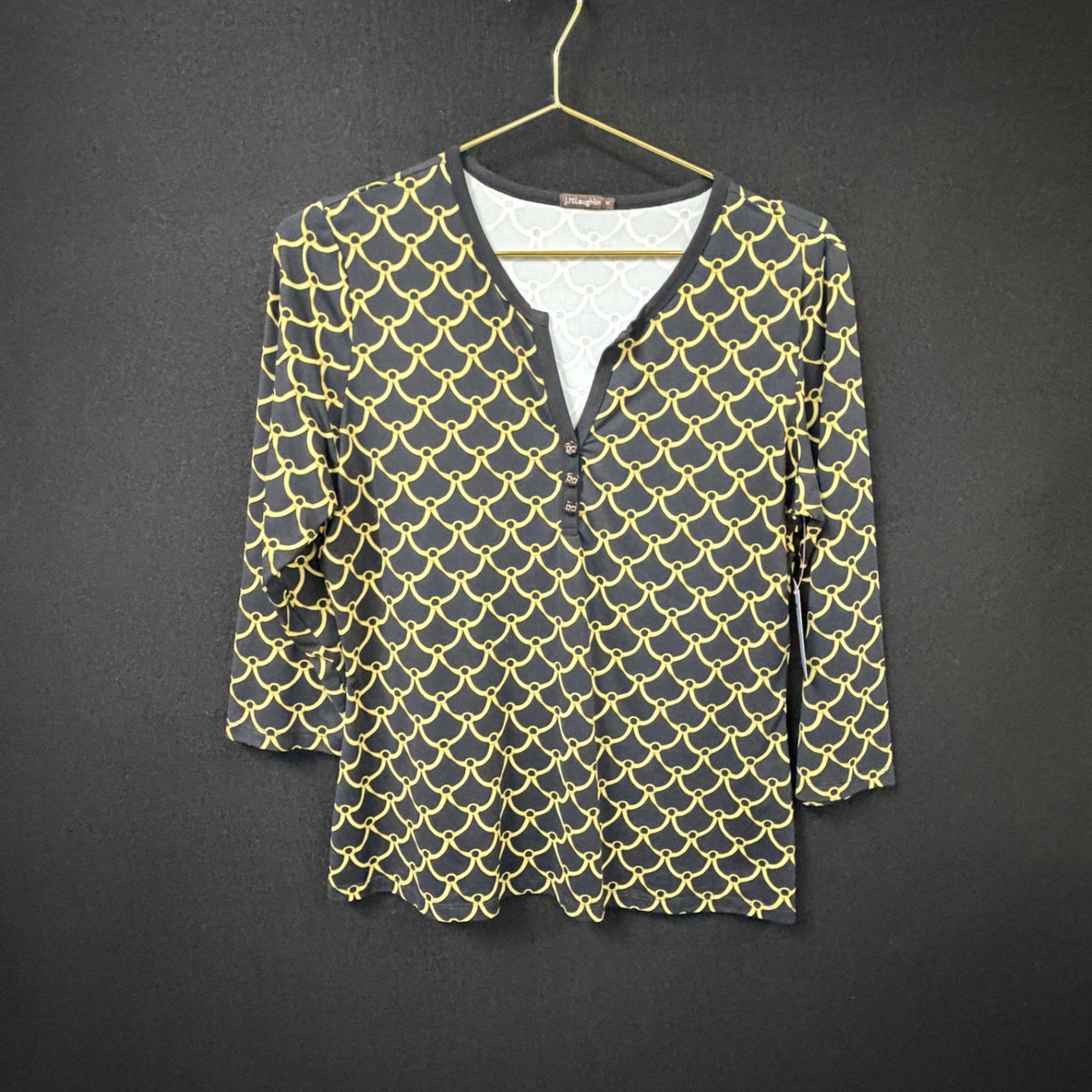 J.McLaughlin Black Gold Print Top Size M