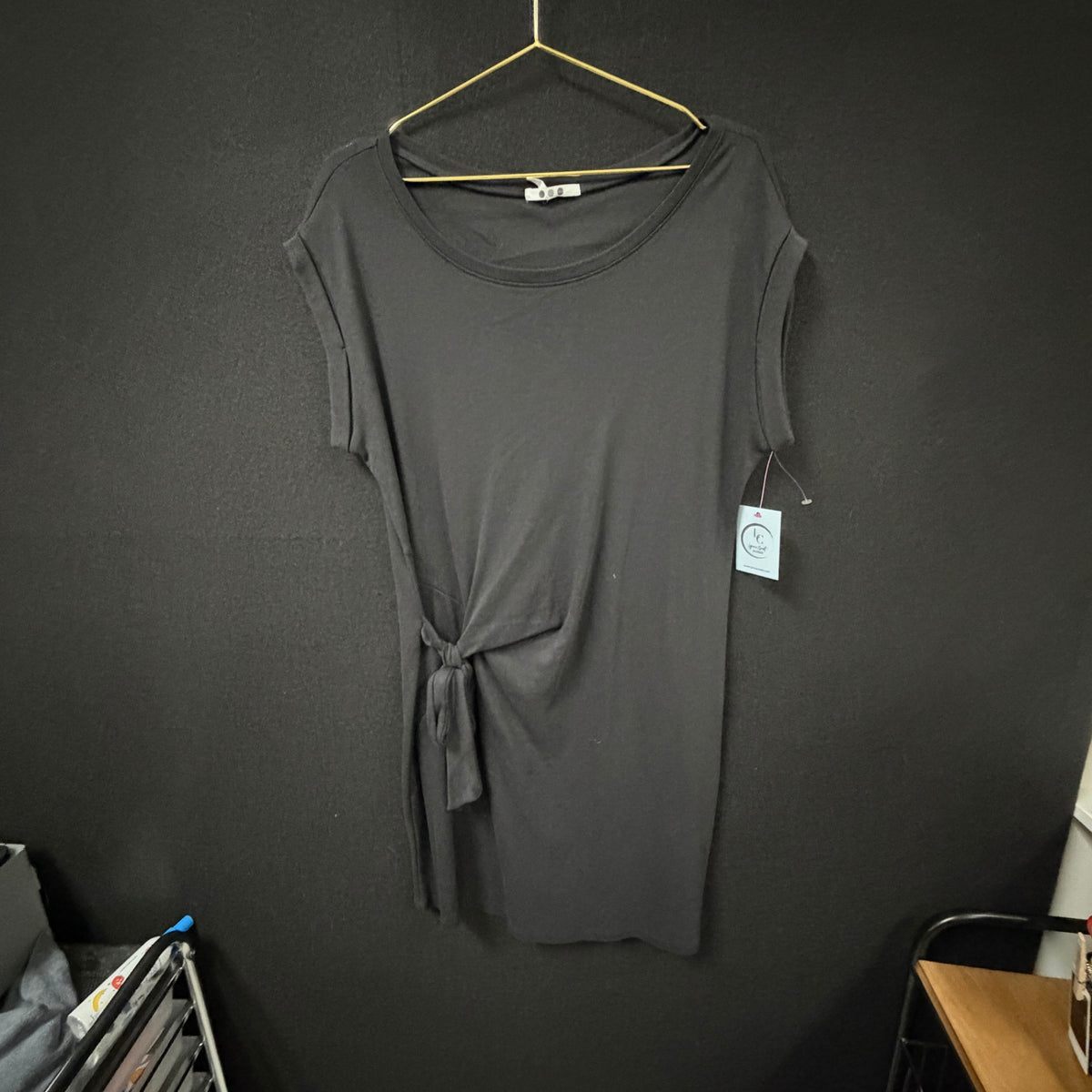 Three Dots Black Knot Front Dress Size L