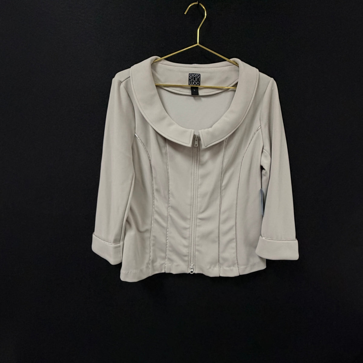 Clara Sunwoo Beige Zip Front Jacket Size L