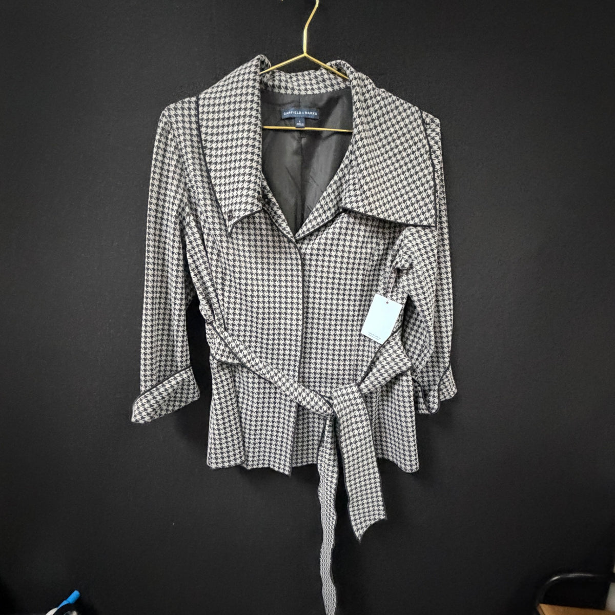 Garfield & Marks Houndstooth Belted Jacket Size L