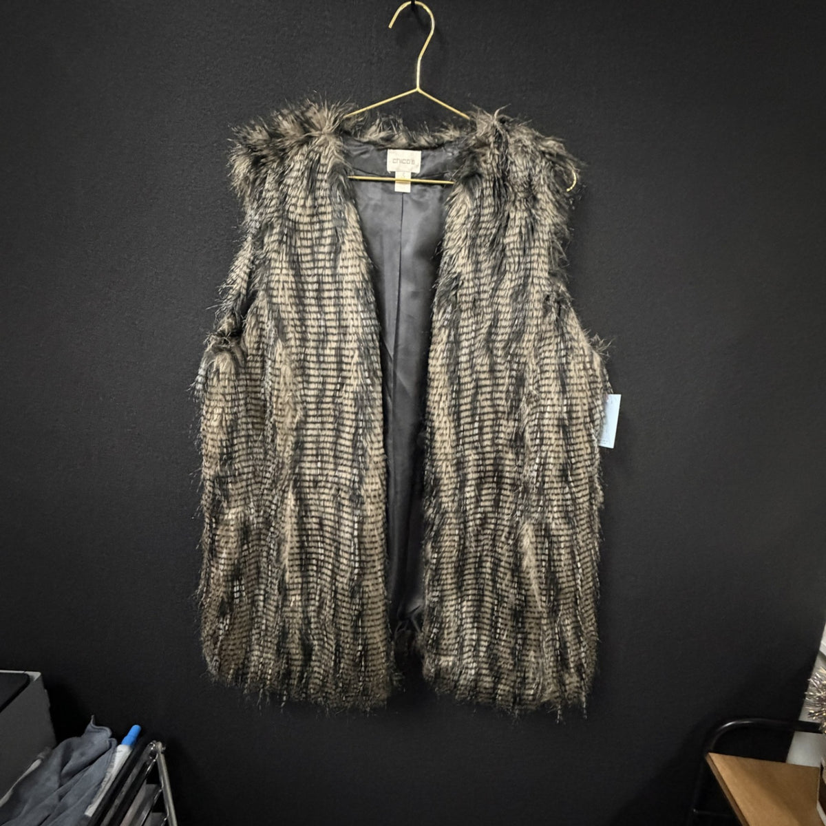 Chico's Faux Feather Vest Size XL