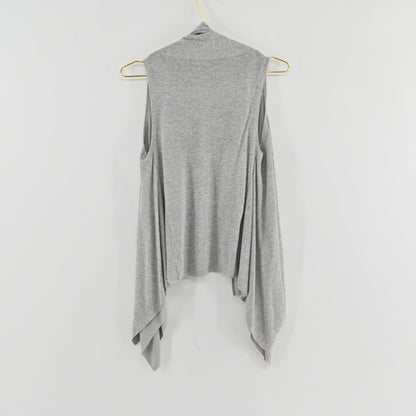 Theory Adrienne Nebulous Heather Gray Drape Front Sweater Vest Size S