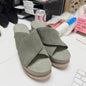 UGG Abbot Slide Moss Green Suede Wedge Sandals Size 7.5