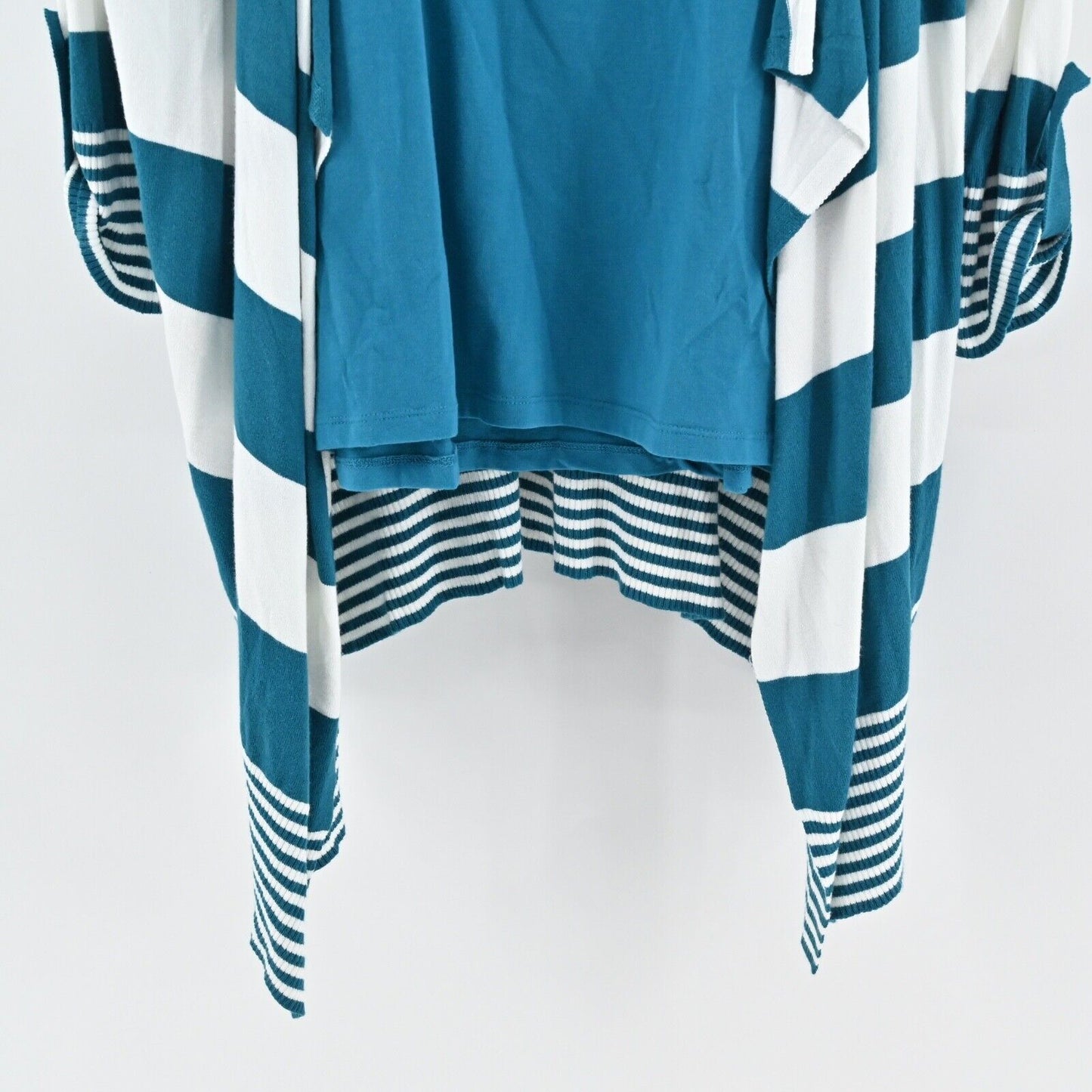TORRID Set Womens Size 2X Blue Stripe Drape Open Front Cardigan Lace Trim Cami