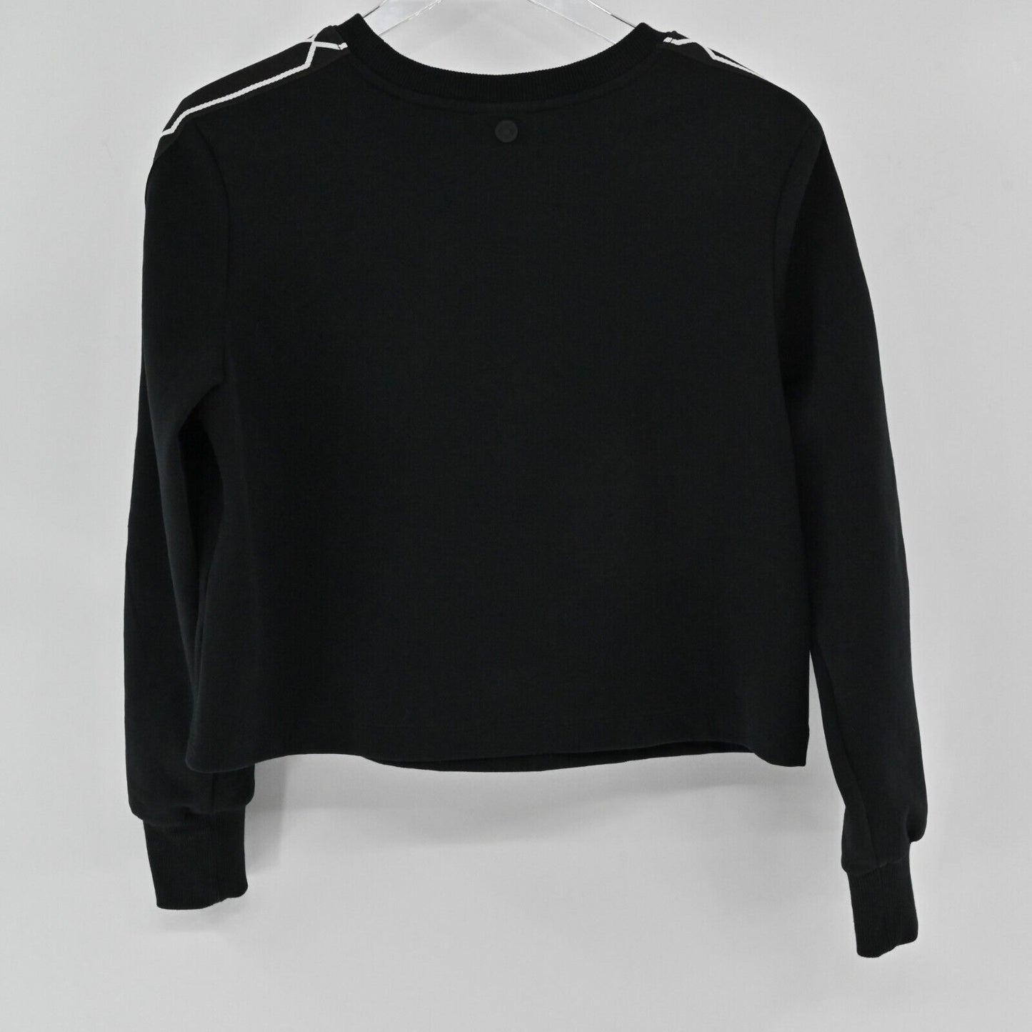 HUNTER Pullover Crewneck Womens Sz S Sweatshirt Chain Trim Logo Black White Crop