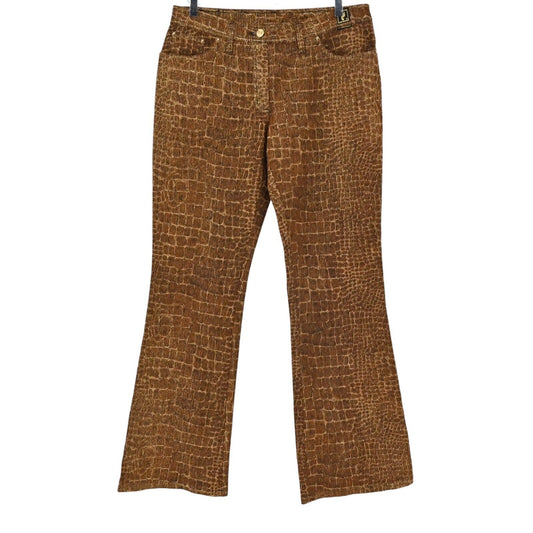 CAPPOPERA Jeans Womens Size US 34 Bootcut Brown Gold Print Mid Rise Pants NEW