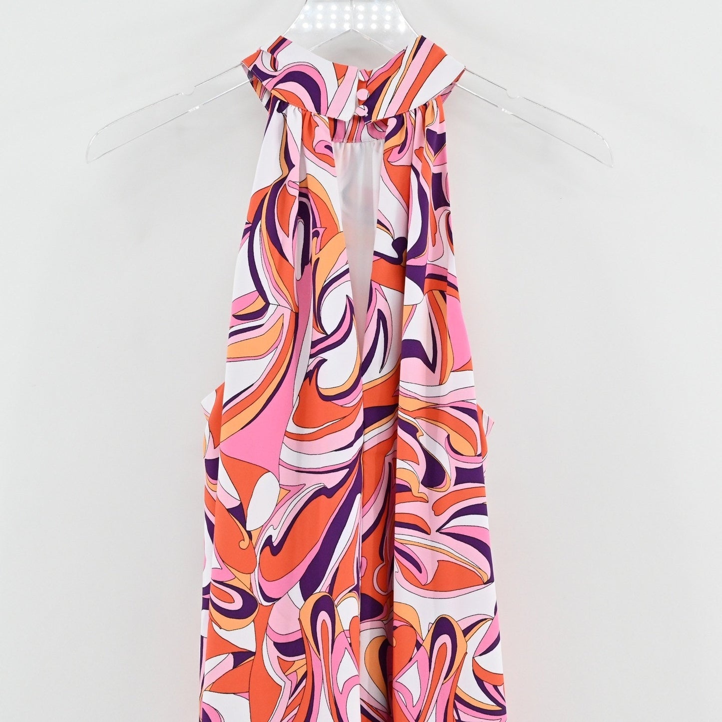 Express Halter Maxi Dress Size M Groovy Dopamine Funky Pink Orange Purple Swirl