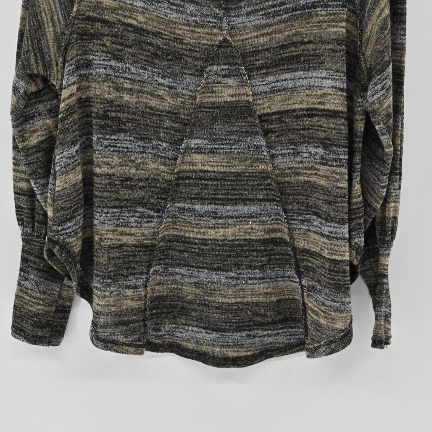 FREE PEOPLE Top Womens Size XS Black Brown Space Dye Stripe Oversized Knit USA