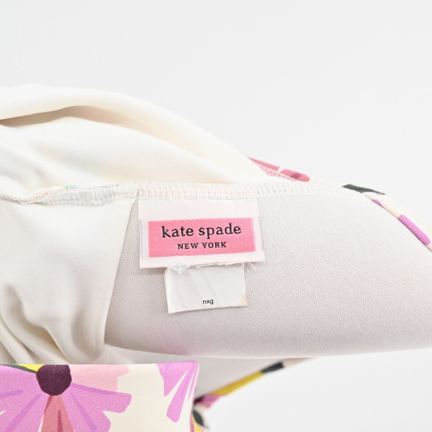 KATE SPADE Swimsuit Womens Sz L Pink Wallflower Ruched Spaghetti Strap One Piece