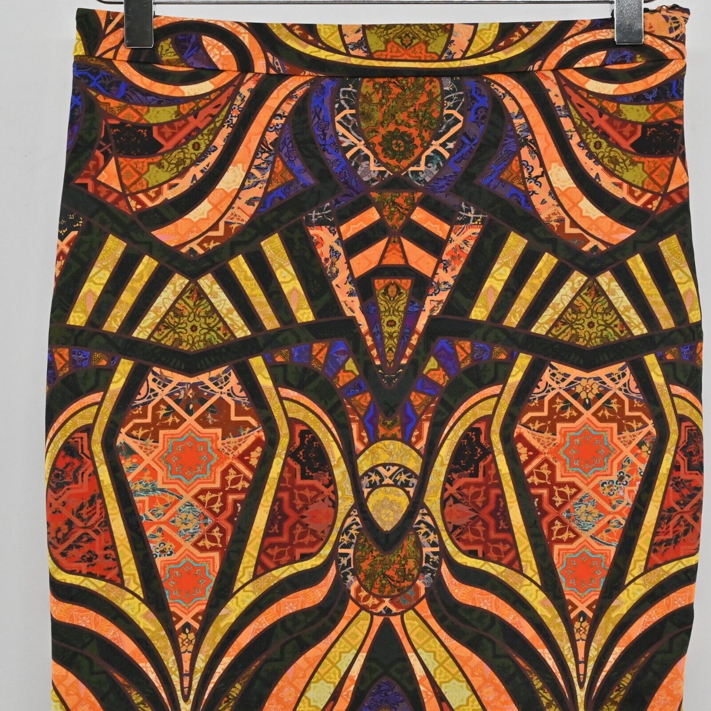 TORN by RONNY KOBO Skirt Womens Sz S Orange Boho Geometric Paris Trumpet Pencil