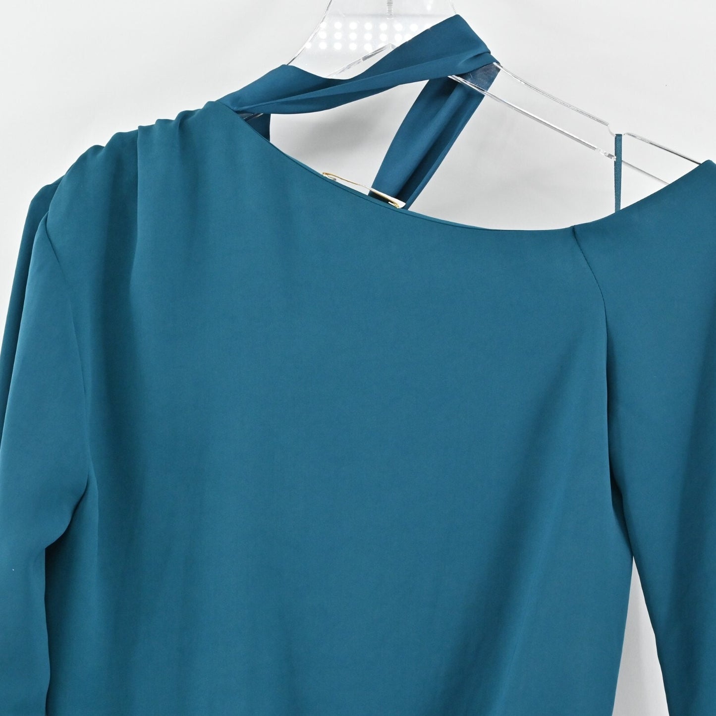 RAMY BROOK Womens Seneca Top Size XS Teal Draped Off Shoulder Neck Tie Blouse