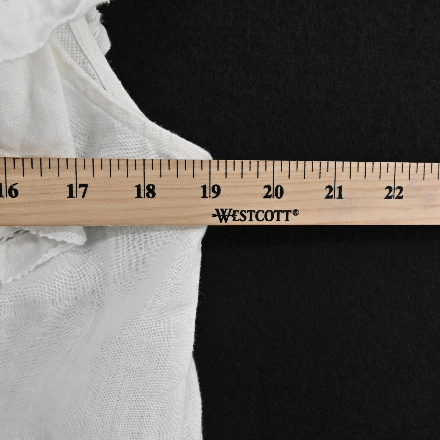 Faherty Womens Mariposa Linen Top Size M Eyelet White Ruffle Square Neck Boho