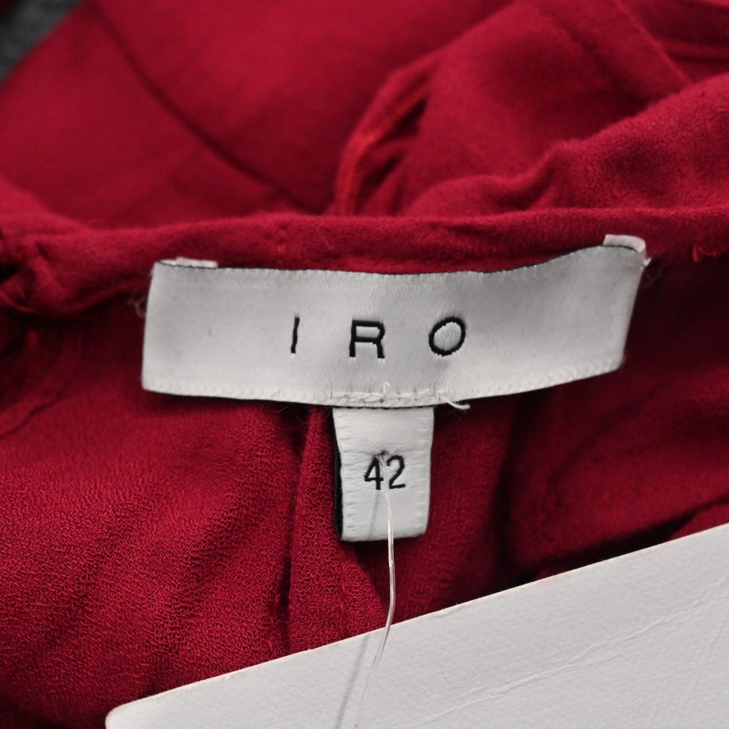 IRO Womens Hanie Cold Shoulder Dress Size 42 XL Red Ruffle Long Sleeve Mini NEW