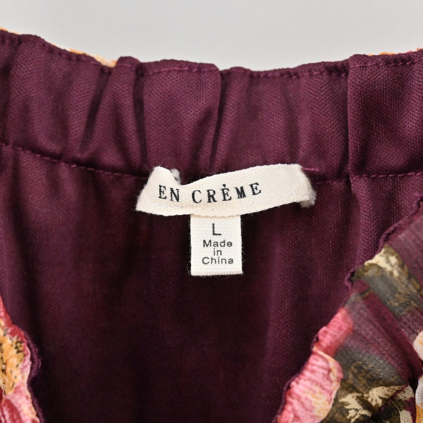 EN CREME Floral Boho Dress Size L Tiered Ruffle Balloon Sleeve Square Neck Retro