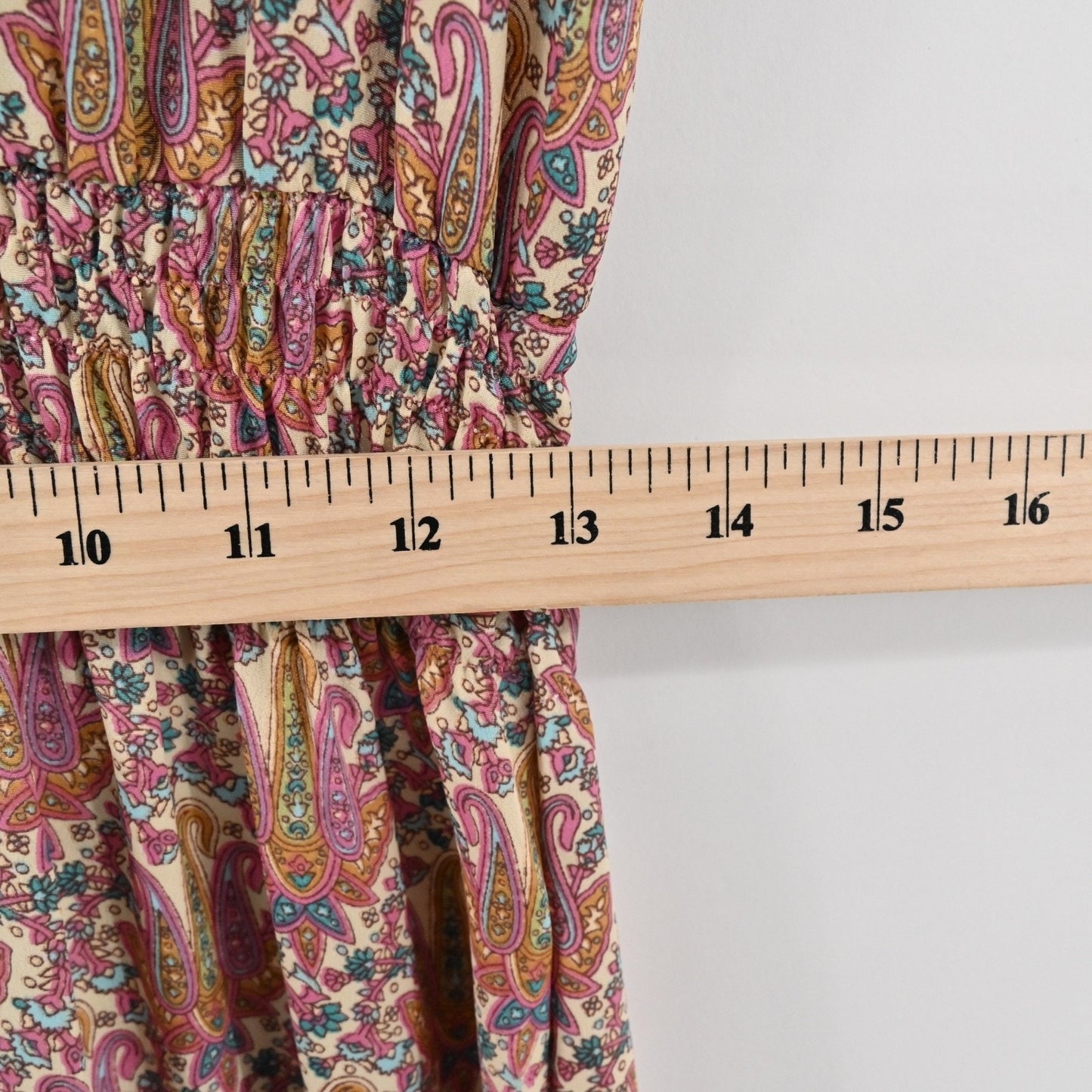 PERRY WALKER COLLECTIVE Cornelia Midi Dress Sz L Beige Paisley Silk Peasant Boho