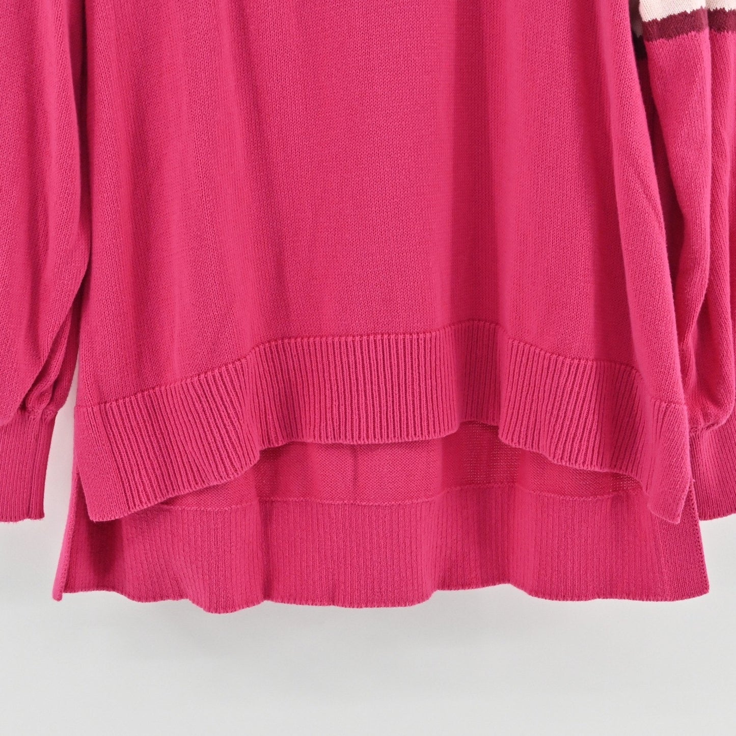Tuckernuck Womens Pink Jersey Stripe Sweater Size M Wave Knit Pullover Cotton