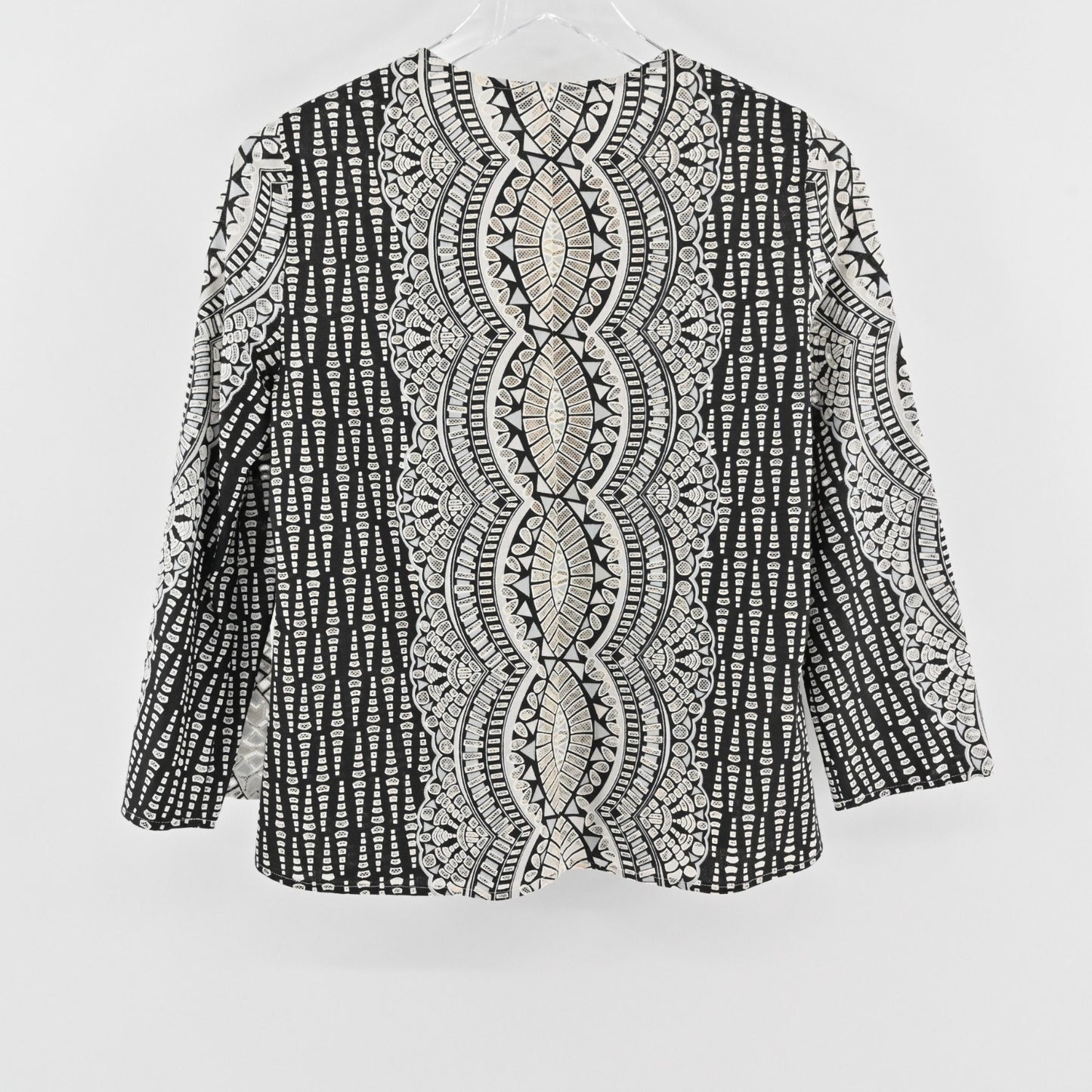 BCBGMaxAzria Womens Kyndal Top Size XS Black Beige Print Long Sleeve Blouse