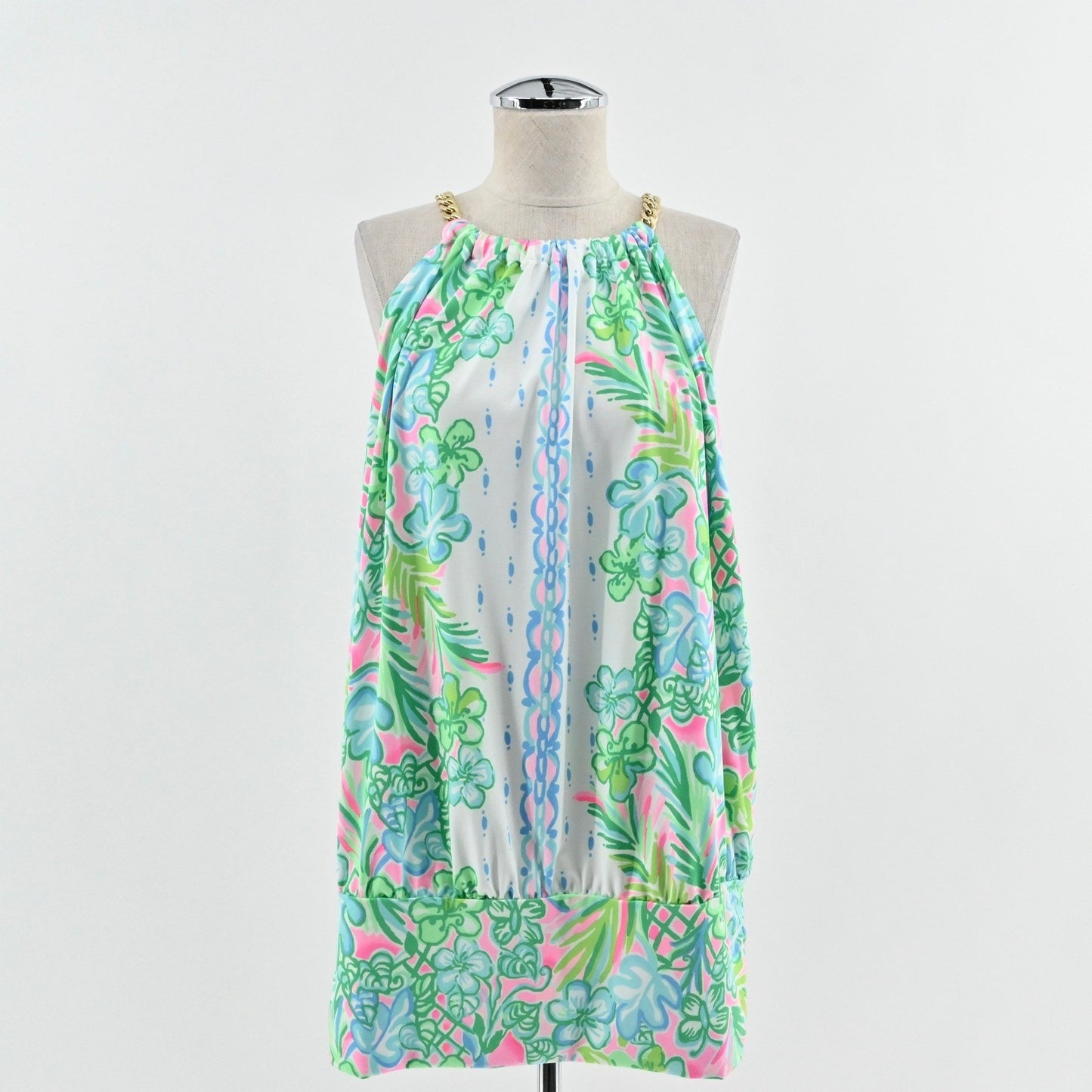 Lilly Pulitzer Bowen Top Size XL Coconut Row Engineered Knit Halter Chain Strap