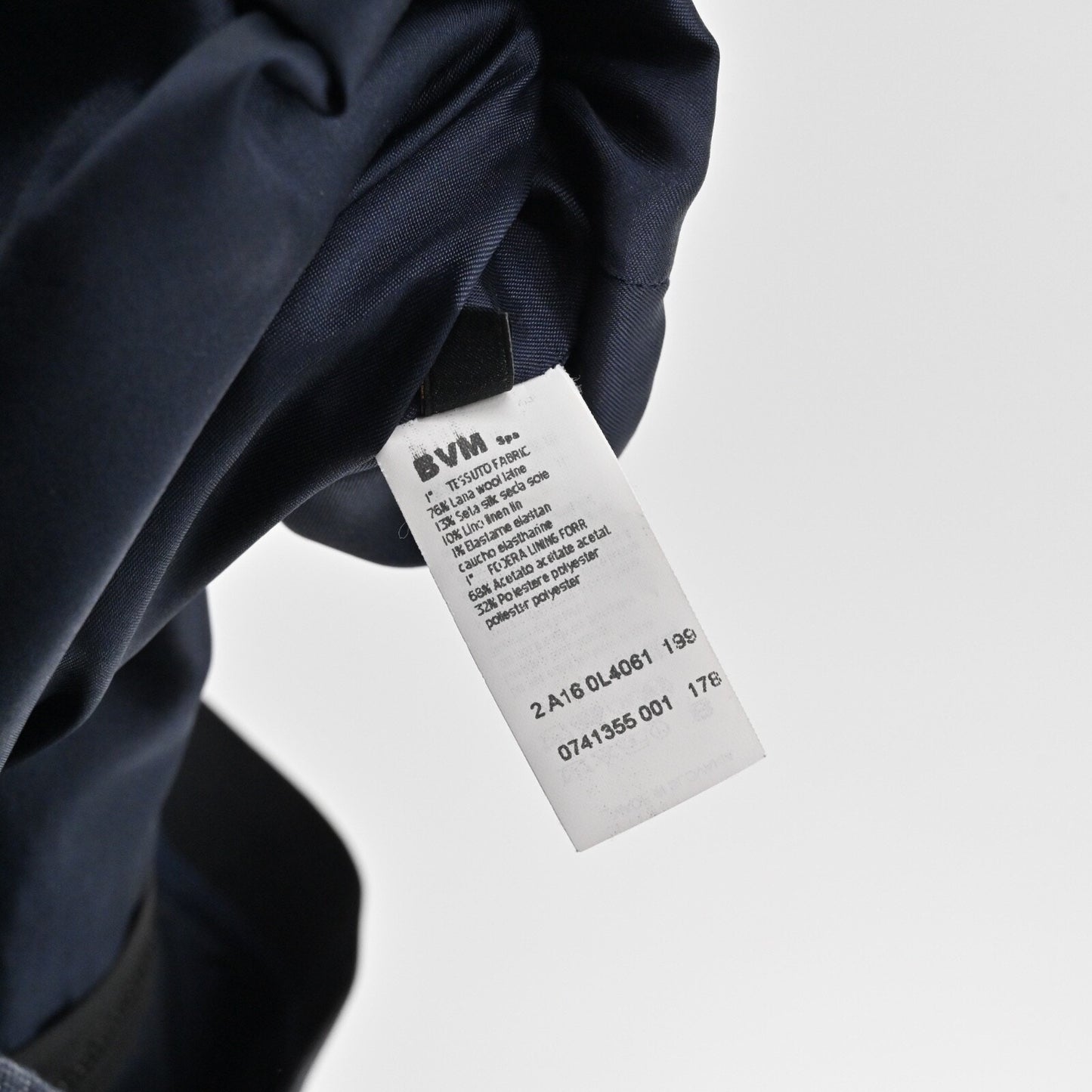 LES COPAINS Skirt Size 46 Blue Wool Silk Linen Stretch Knee Length Pencil Career