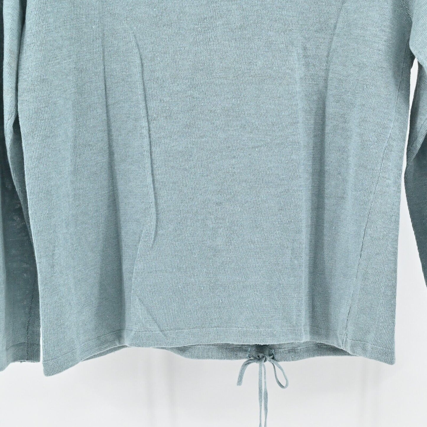 NORTHERN ISLES Sweater Womens Size S Embroidered Linen Teal Ice Funnel Neck NEW