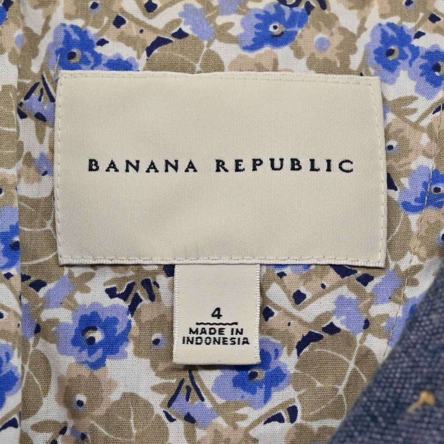 BANANA REPUBLIC Womens Military Jacket Size 4 Blue Preppy Linen Utility Button