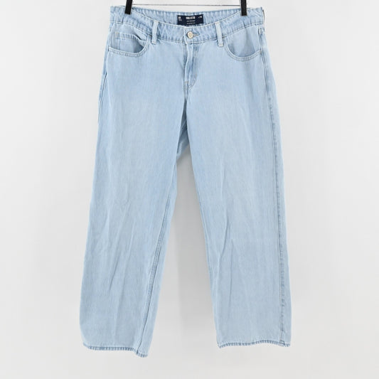 Hollister Womens Low Rise Baggy Blue Jeans Size 8R Cotton Light Wash Denim