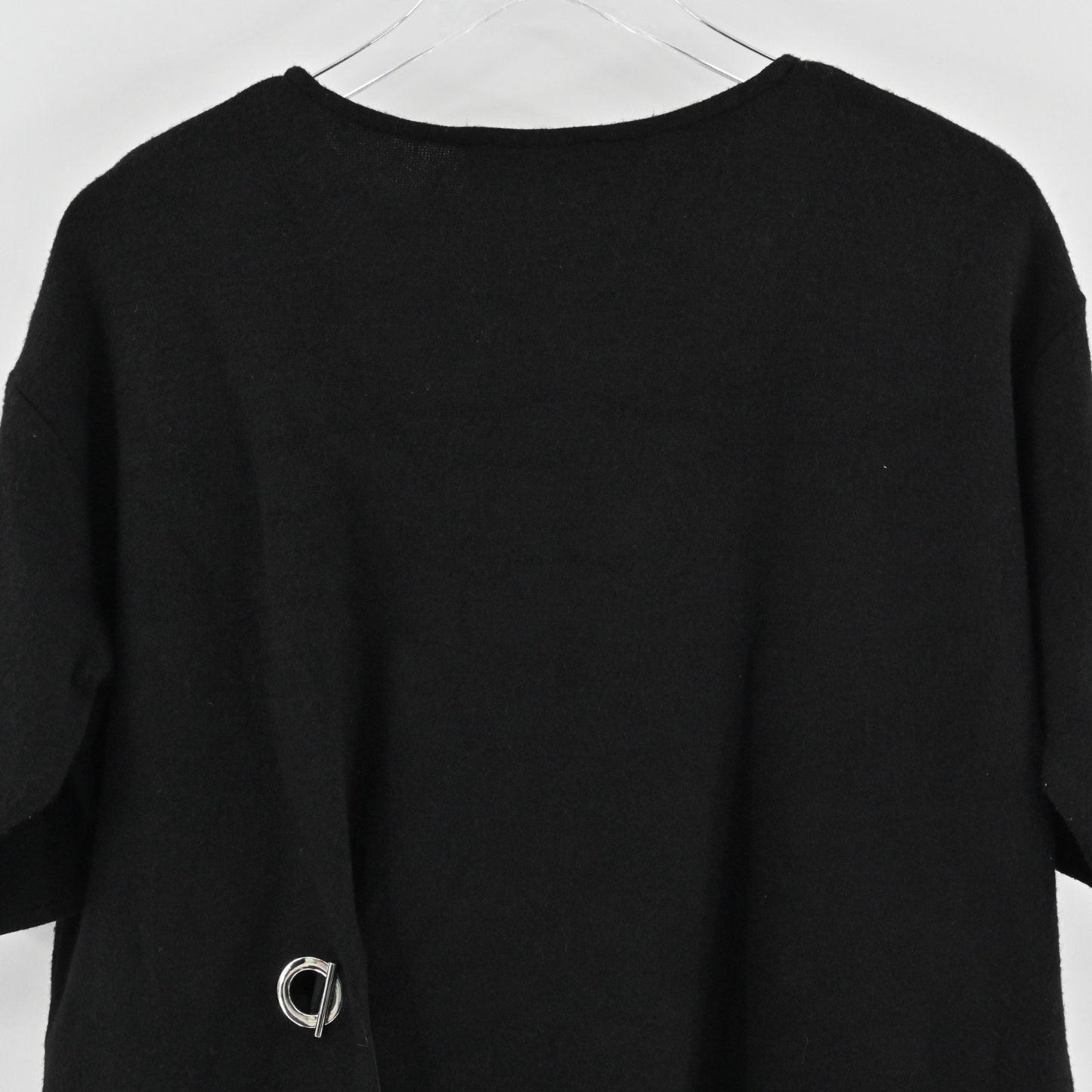 Joseph Ribkoff Womens Black Asymmetrical Top Size 4 Silver Toggle Detail Blouse