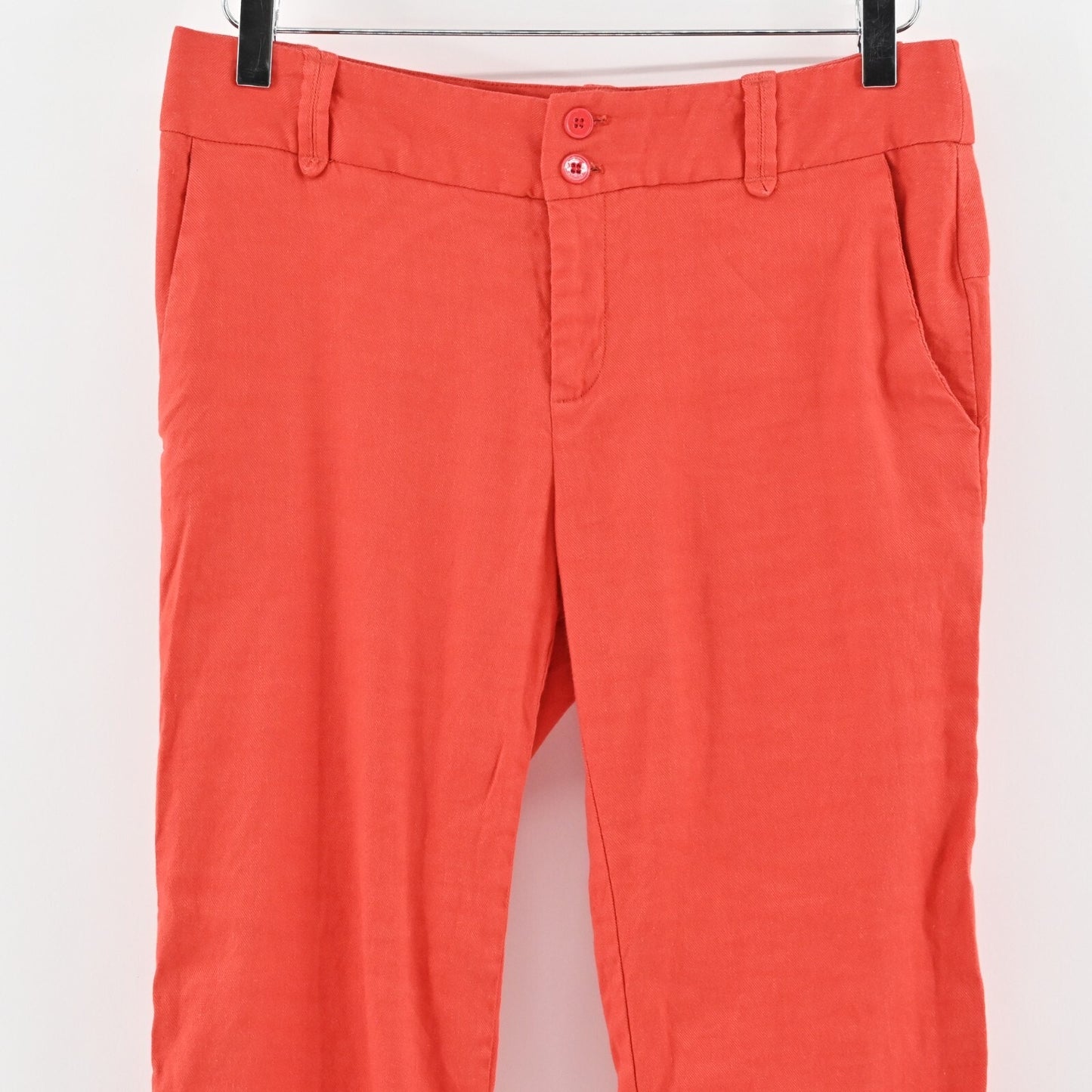 ANTHROPOLOGIE Pants Womens Size 4P Elevenses Coral Red Linen Blend Trousers