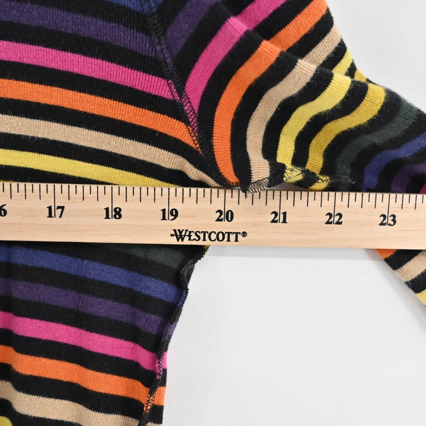 Vtg SONIA RYKIEL Top Womens Size L Multicolor Stripe Black Rhinestone Lips Logo