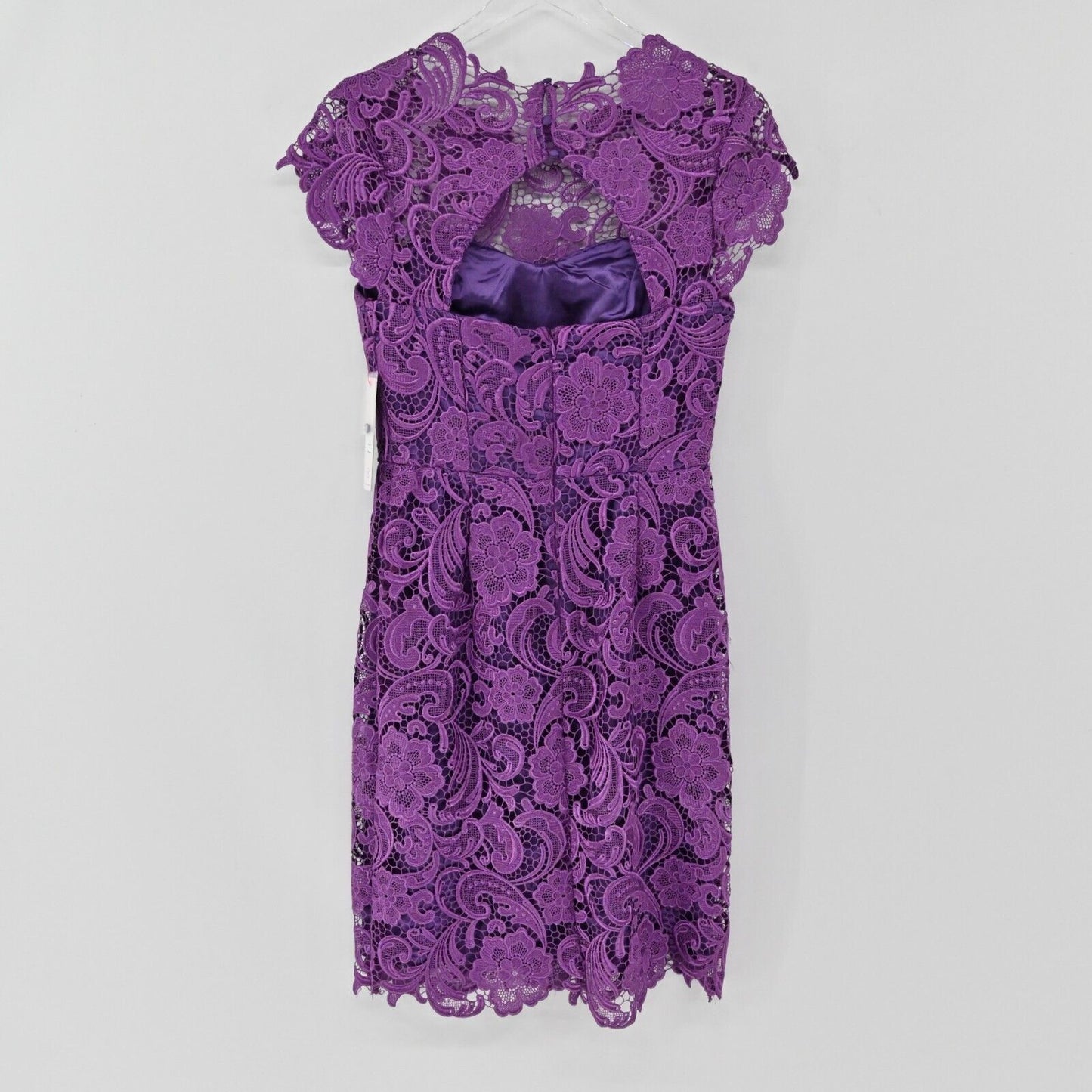 DECODE 1.8 Dress Womens Size 4 Scalloped Lace Short Sleeve Sheath Purple NEW