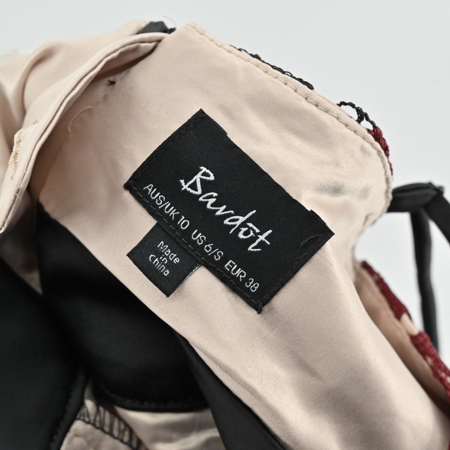 Bardot Eve Lace Asymmetrical Bodycon Dress Size S Black Burgundy Dark Romantic